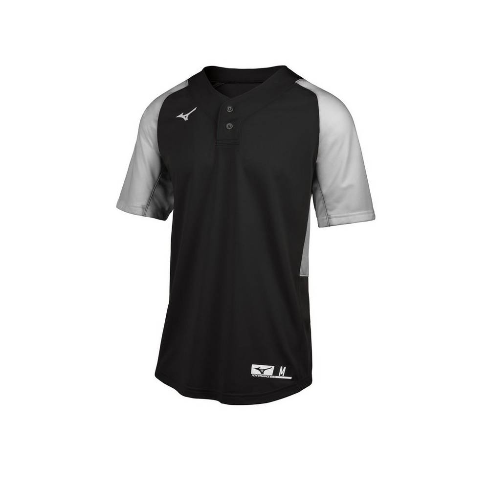 Mens Mizuno Aerolite 2-Button Baseball Jersey Black/Grey Philippines (KNQPHS642)